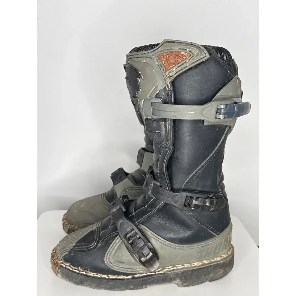 1990s Thor Quadrant Motocross Boots Black MX ATV Riding Kids 3